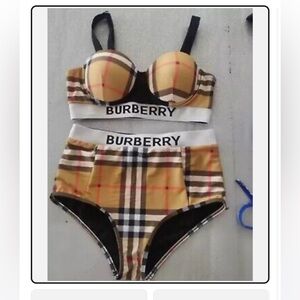 Burberry Plaid French Check Trim Two Piece Swimsuit Women’s Size XL